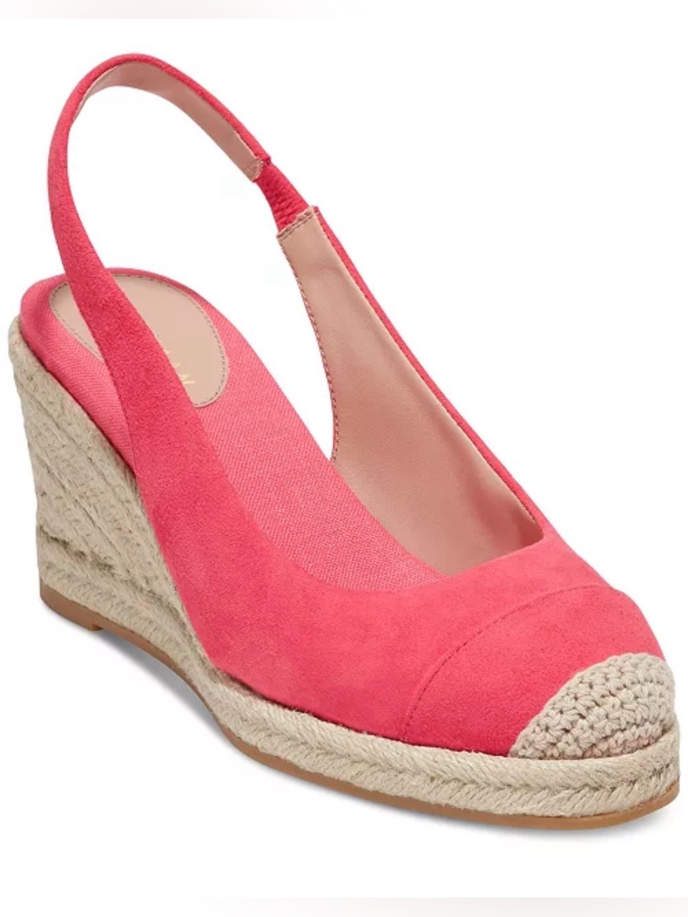 Cole Haan Espadrille  Womens  Sz 8BCloudfeel  Wedge Sandals Coral Orange NEW